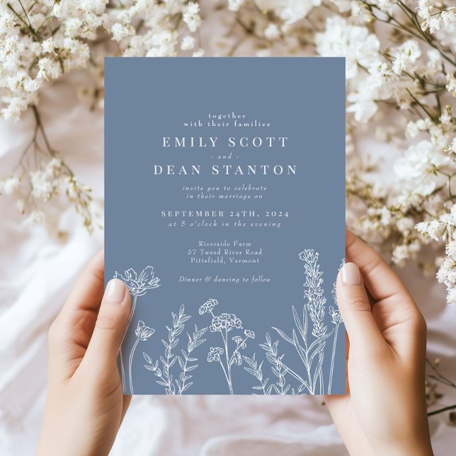 Invitación a la boda de Wildflower Periwinkle (Subido por el creador)