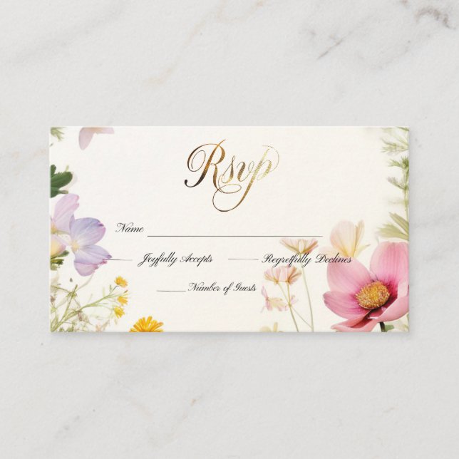 Invitación a la boda de Wildflowers RSVP (Anverso)