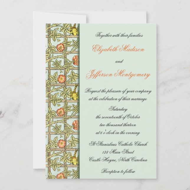 Invitación a la boda de William Morris Birds & Flo (Anverso)