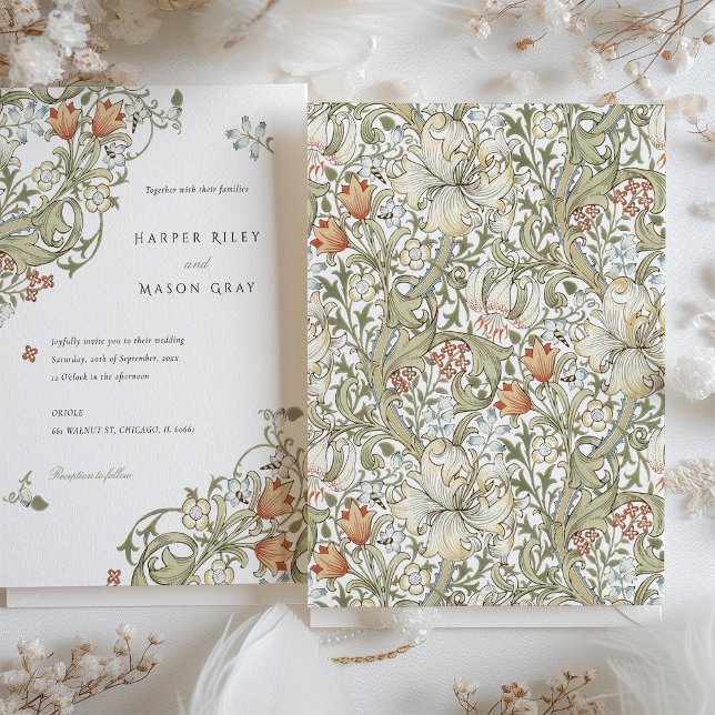 Invitación a la boda de William Morris Golden Lily (Subido por el creador)