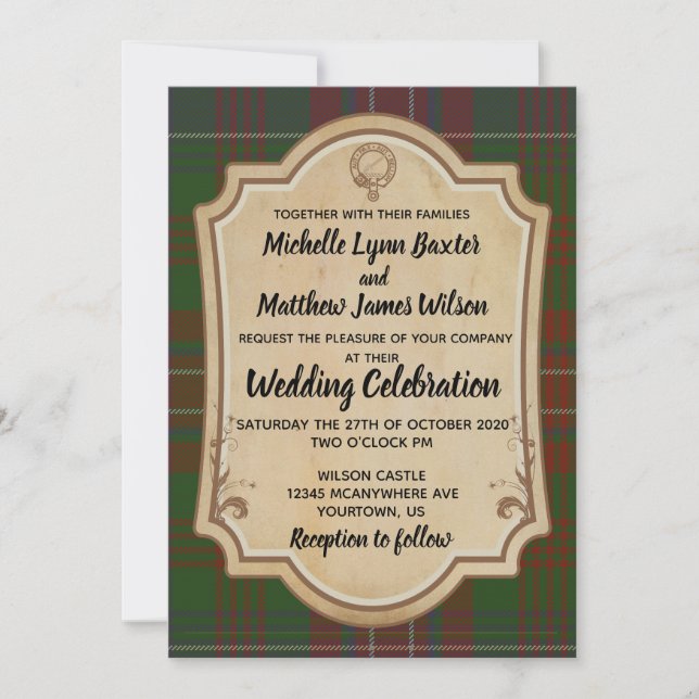 Invitación a la boda de Wilson Tartan (Anverso)