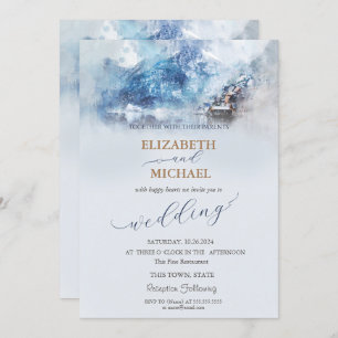 Invitación a la boda de Winter Mountain Lake