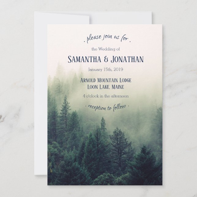 Invitación a la boda de Winter Mountain Pines (Anverso)