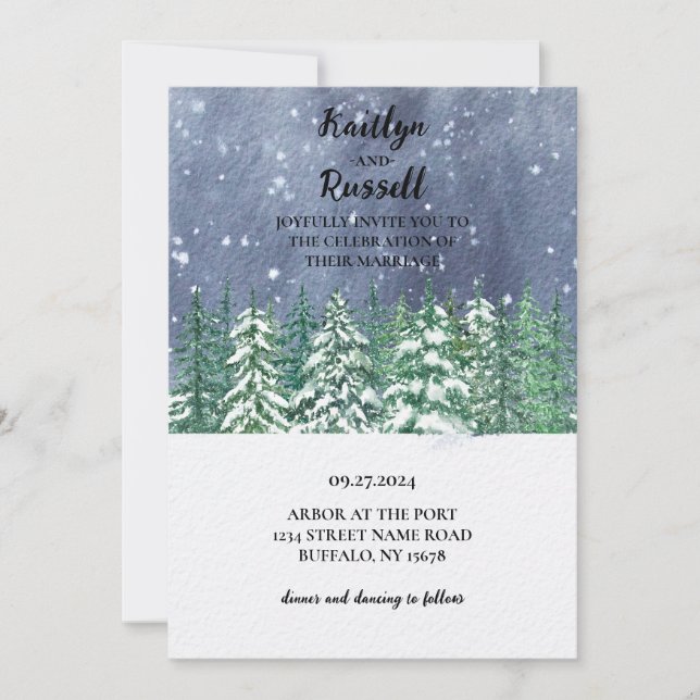 Invitación a la boda de Winter Wonderland (Anverso)