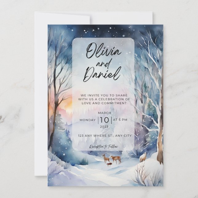 Invitación a la boda de Winter Wonderland (Anverso)