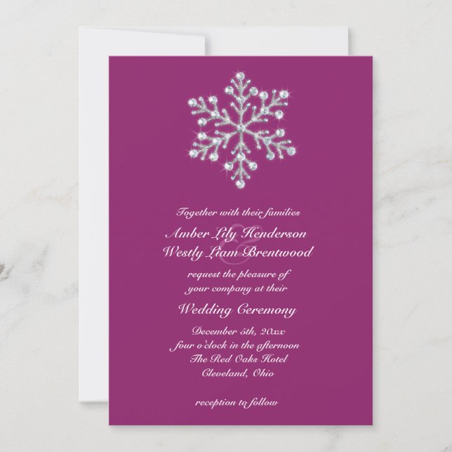 Invitación a la boda de Wintery Magenta 2 (Anverso)