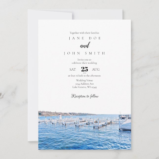 Invitación a la boda de Wisconsin en el lago Gineb (Anverso)