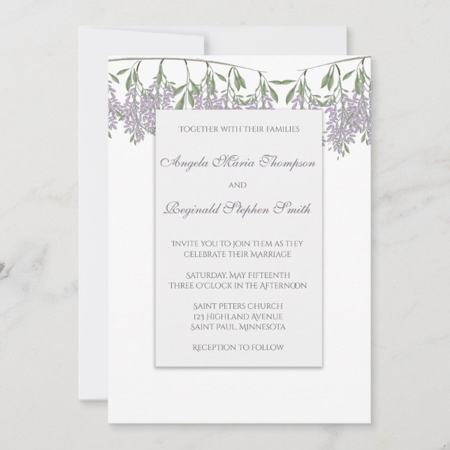 Invitación a la boda de Wisteria pintada (Anverso)