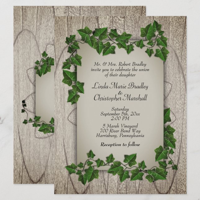 Invitación a la boda de Woodland (Anverso / Reverso)