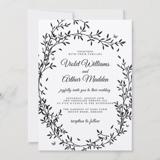 Invitación a la boda de Woodland Charm (Anverso)