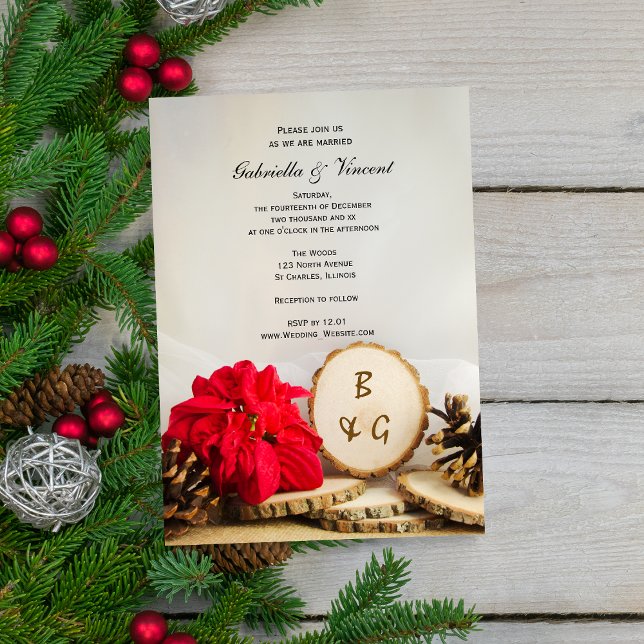 Invitación a la boda de Woodland de Poinsettia Roj (Subido por el creador)