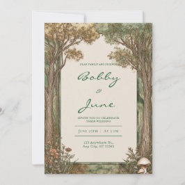 Invitación a la boda de Woodland para hongos vinta