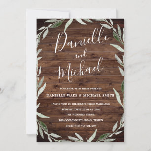 Invitación a la boda de Wreath Barn Wreath Wood Le
