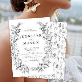 Invitación a la boda de wreath boho floral blanca 