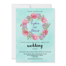 Invitación a la boda de Wreath con acuarela floral