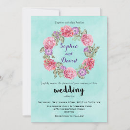 Invitación a la boda de Wreath con acuarela floral