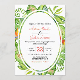 Invitación a la boda de Wreath de hojas de palma t