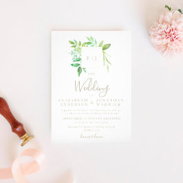 Invitación a la boda de Wreath de la hoja de verde