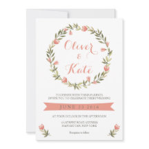 Invitación a la boda de Wreath Floral de color de 
