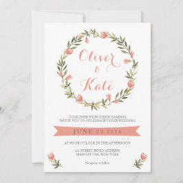 Invitación a la boda de Wreath Floral de color de 