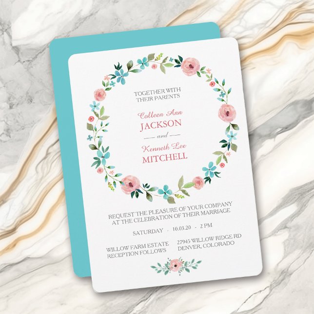 Invitación a la boda de Wreath Floral de Primavera (Subido por el creador)