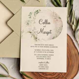 Invitación a la boda de Wreath sobre la vegetación