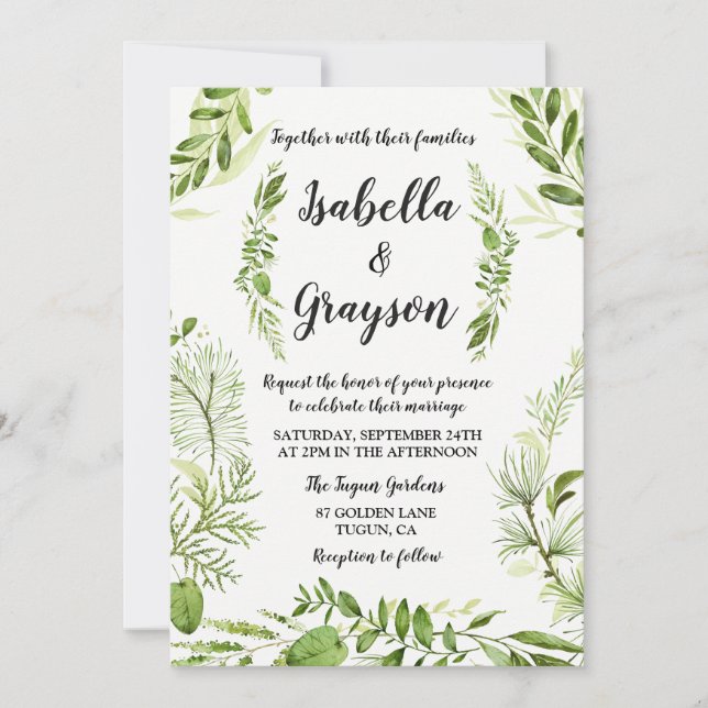 Invitación a la boda de Wreath Wild Wreath Forest  (Anverso)