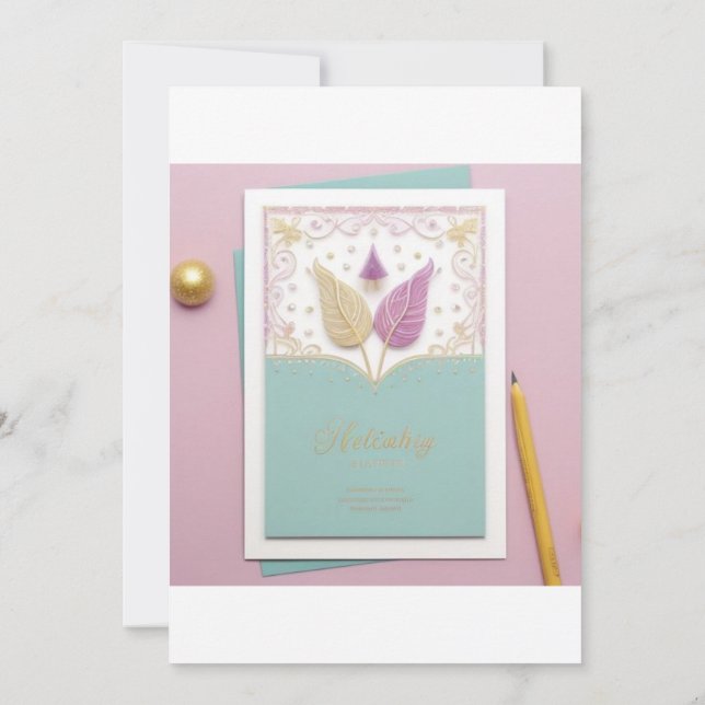 Invitación a la boda decorada con pavo real (Reverso)