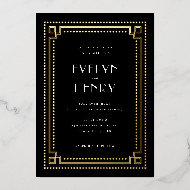 Invitación a la boda decorativa de borde (Anverso)