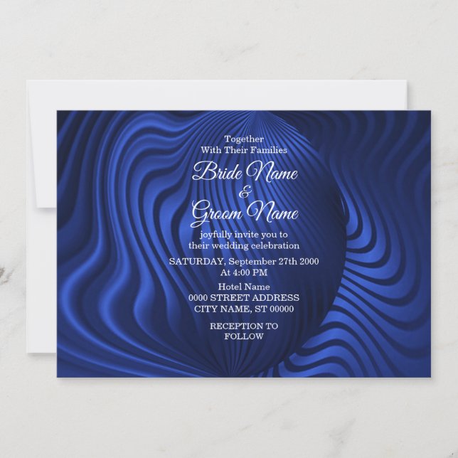 Invitación a la boda decorativa de la Marina Azul (Anverso)
