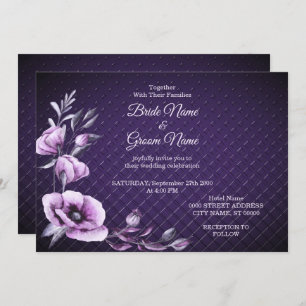Invitación a la boda decorativa de morado floral