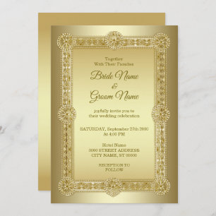 Invitación a la boda decorativa de oro