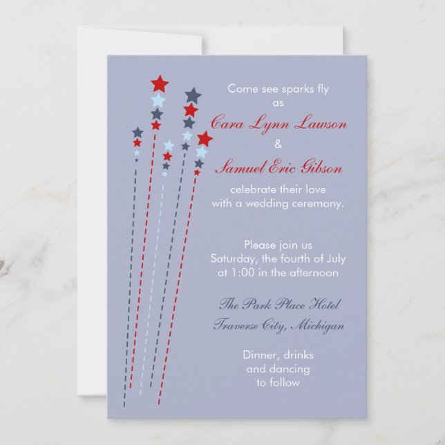 Invitación a la boda del 4 de julio (Anverso)