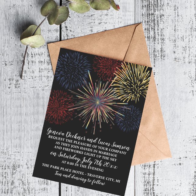 Invitación a la boda del 4 de julio en el cielo de (Subido por el creador)