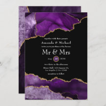 Invitación a la boda del Agate Morado y Oro