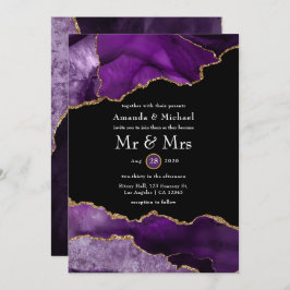 Invitación a la boda del Agate Morado y Oro
