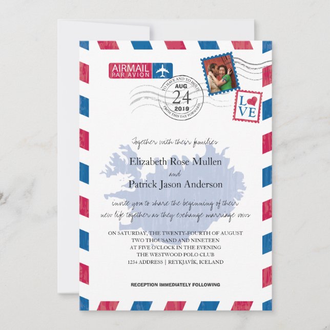 Invitación a la boda del Airmail de Islandia (Anverso)