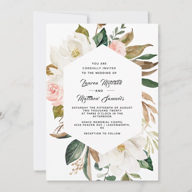 Invitación a la boda del algodón y la magnolia (Anverso)