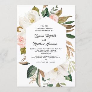 Invitación a la boda del algodón y la magnolia