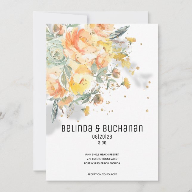 Invitación a la boda del amanecer dorado (Anverso)