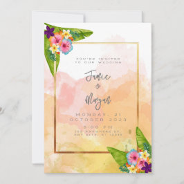 Invitación a la boda del amanecer en el jardín tro