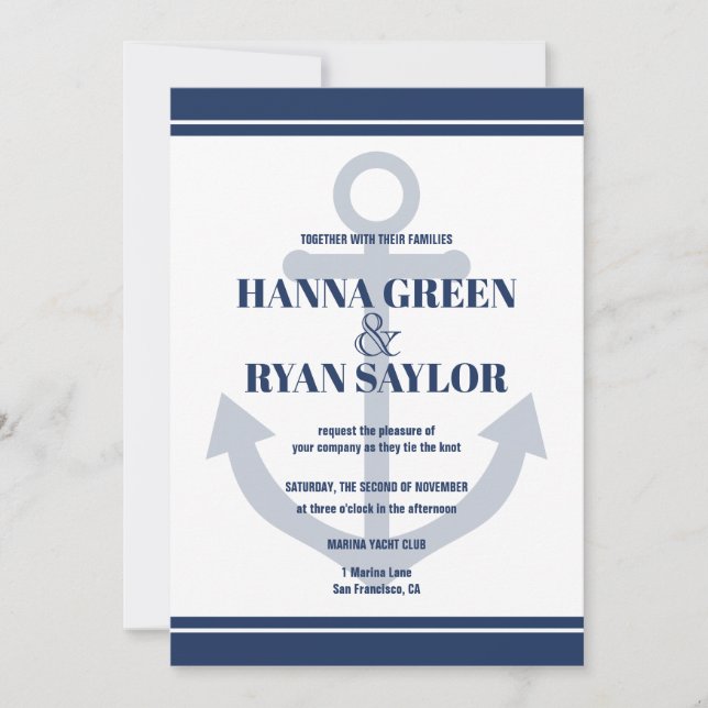 Invitación a la boda del Ancla Azul de la Marina N (Anverso)
