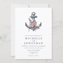Invitación a la boda del Ancla Floral Náutica