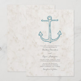 Invitación a la boda del Ancla Rústico Azul Real