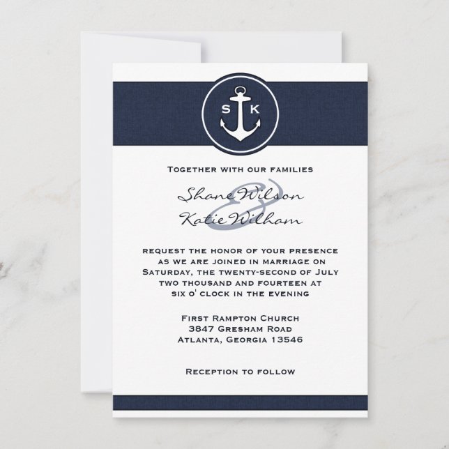 Invitación a la boda del Anclaje Azul de la Marina (Anverso)