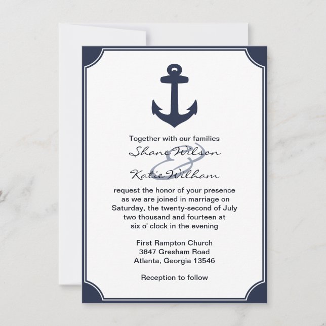 Invitación a la boda del Anclaje Azul de la Marina (Anverso)