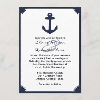 Invitación a la boda del Anclaje Azul de la Marina