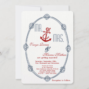 Invitación a la boda del Anclaje de nudo náutico d