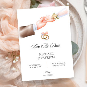 Invitación a la boda del anillo de pareja suave ro