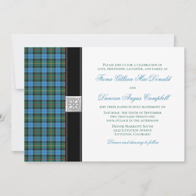 Invitación a la boda del antiguo Smith Tartan (Anverso)